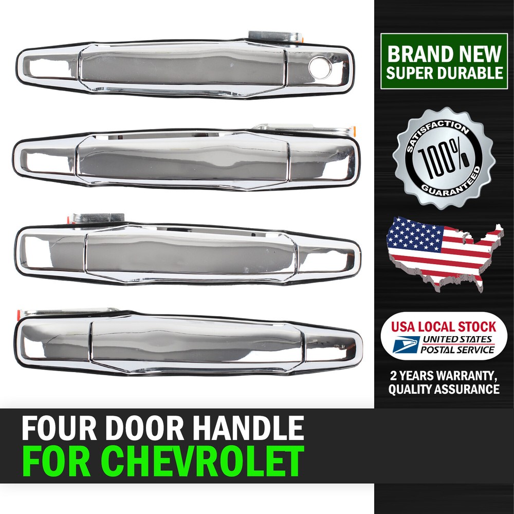 Set of 4 Chrome Outer Outside Exterior Door Handles for GMC Yukon 2007-2014 USA