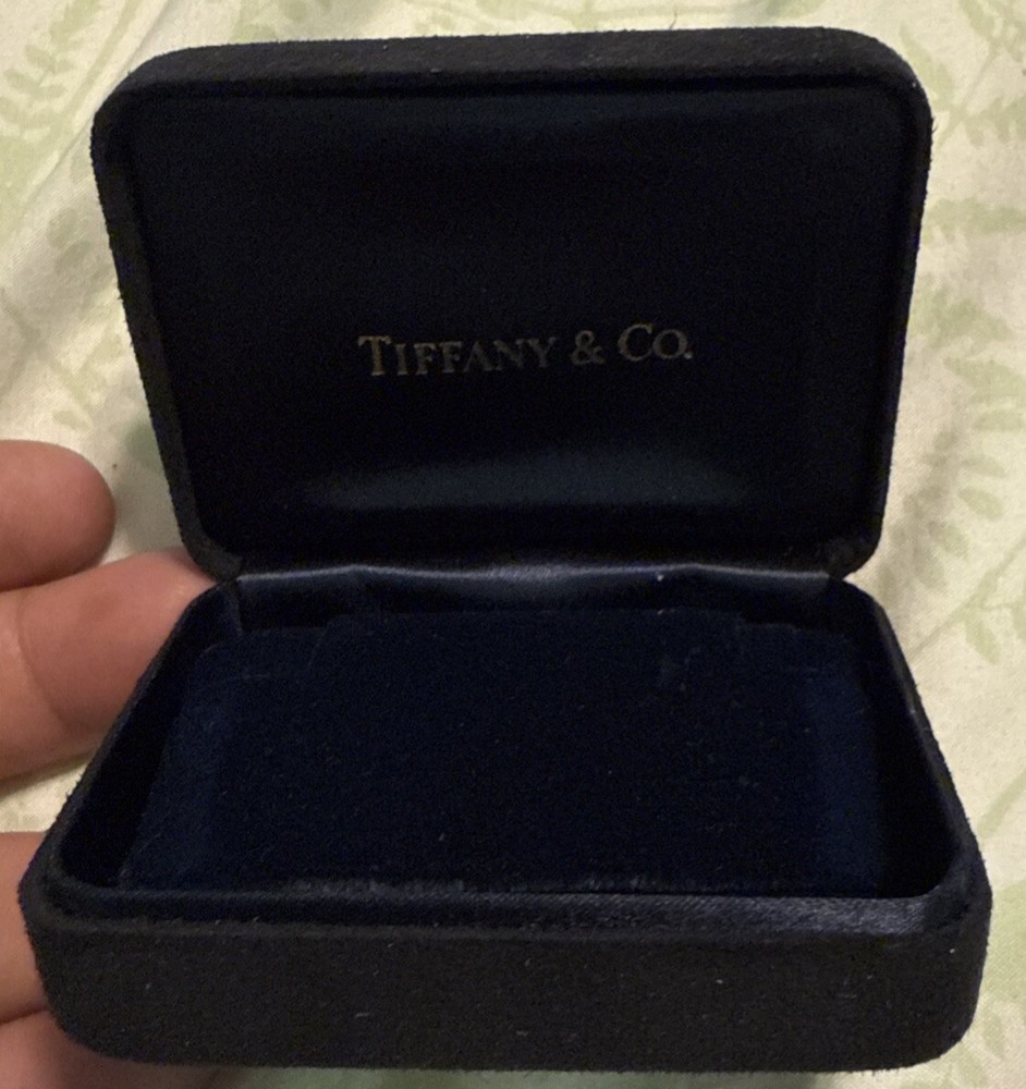 Tiffany & Co Black Suede Earring Presentation Box Empty EUC
