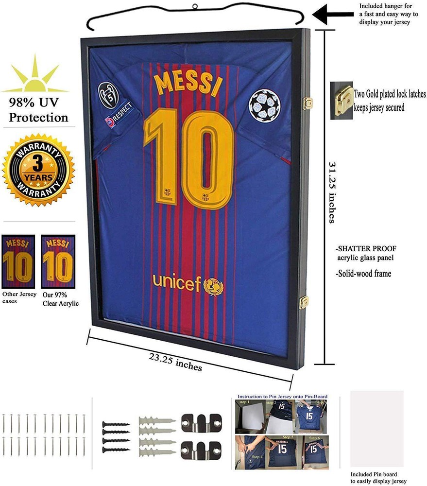 Football Jersey Frame Display Case Jersey Shadow Box PRO UV Grade Acrylic Clear
