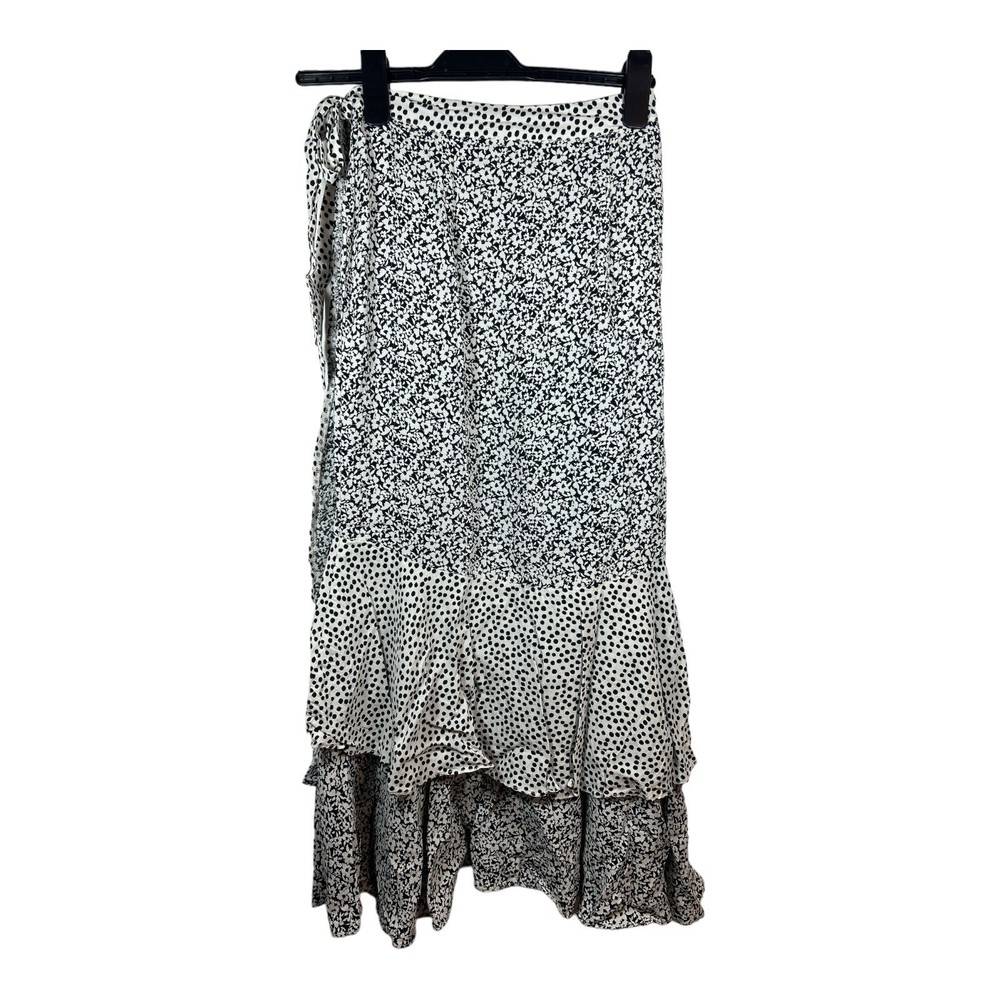 Oliver Bonas Women's Maxi Skirt UK 8 Black Floral 100% Viscose Long Maxi