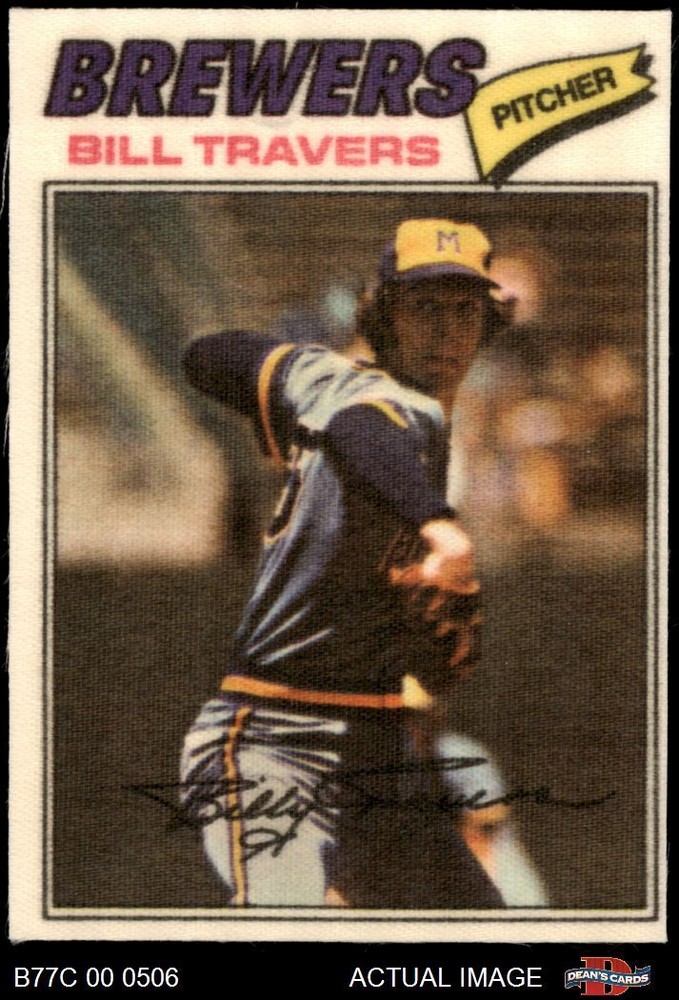 1977 Topps Cloth Stickers #49 Bill Travers Brewers 5 - EX