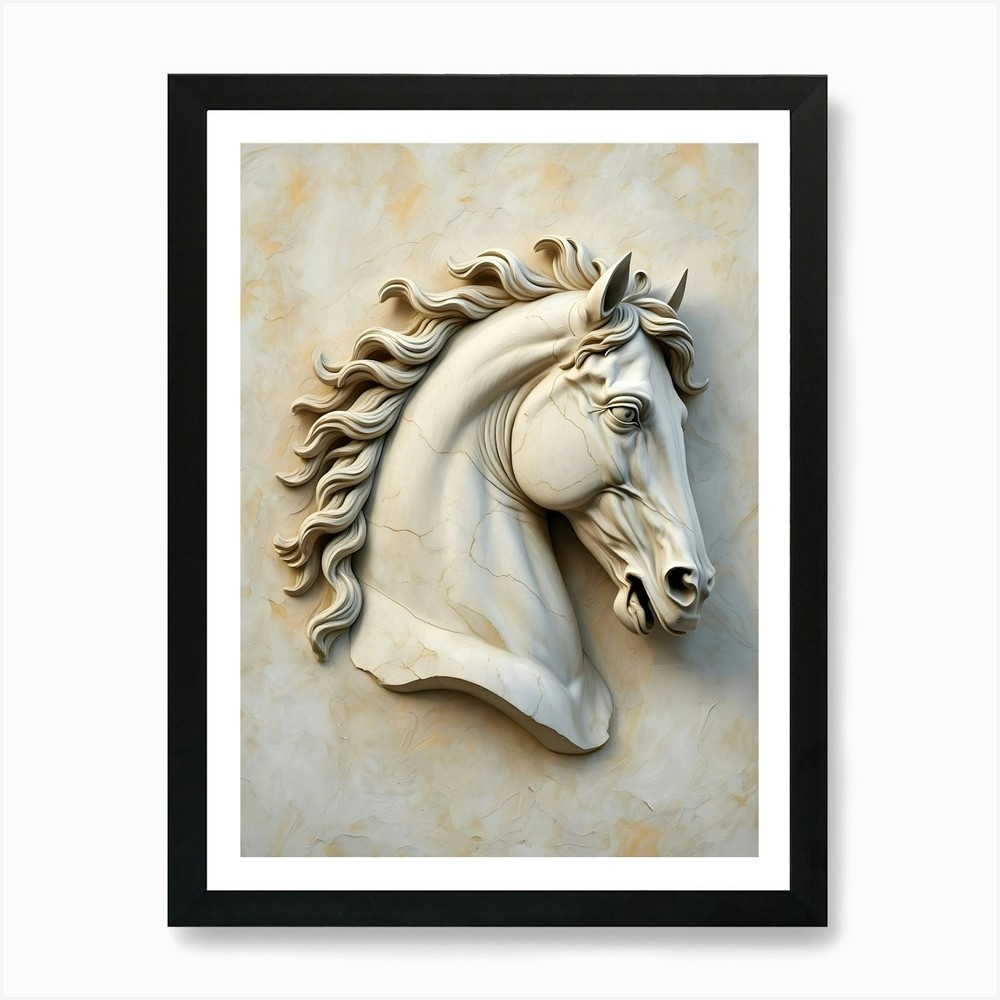 Classical D-Frame Stone Relief Sculpture Wall Art Canvas Print  