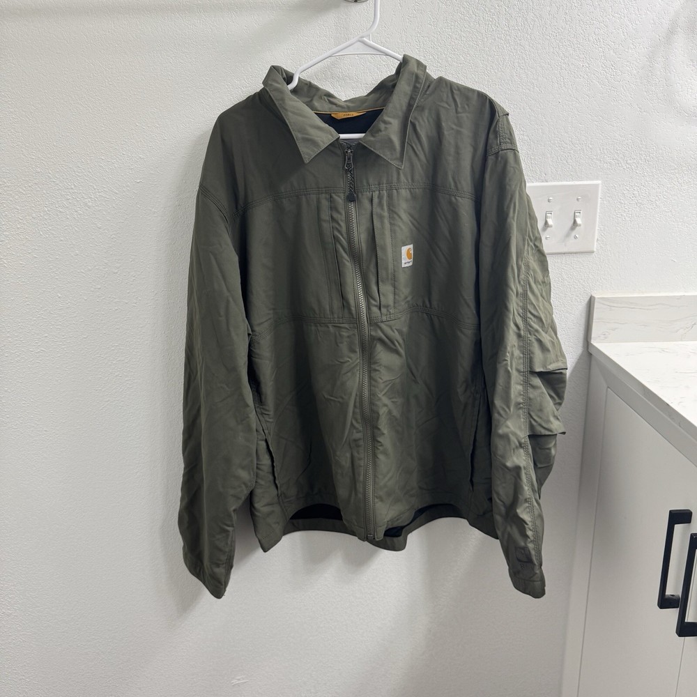 Carhartt Men's XL Regular Rain Defender Full Swing Jacket in Green Nylon