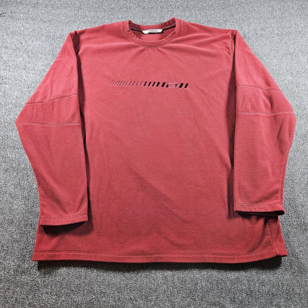 Nike Sweatshirt Mens 2XL Red Fleece Crewneck Long Sleeve Pullover Swoosh Y2K 90s