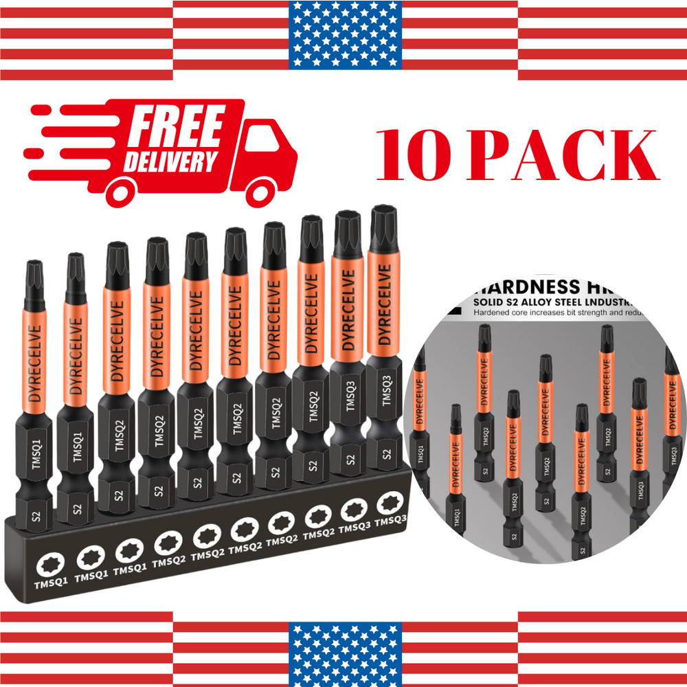 10-Pack 8 Point Star Bit Set, Magnetic Hex Shank, S2 Alloy Steel PREMİUM USA