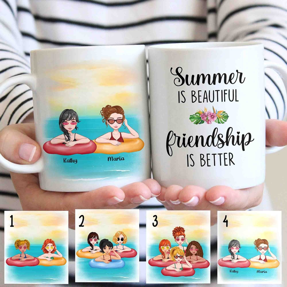Personalized Mug Funny Swimming Summer Is Beautiful Friendship Is Better