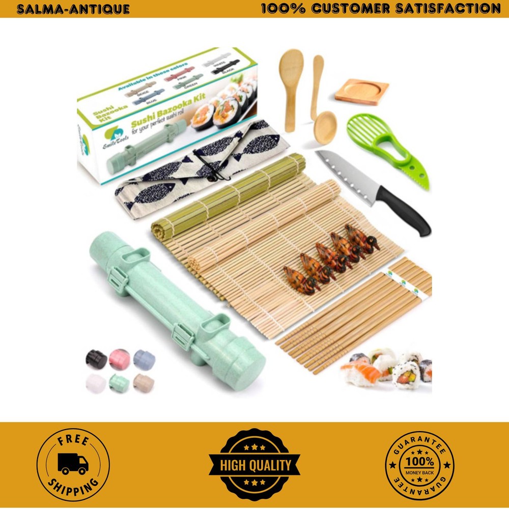 22-Piece Sushi Making Kit with Roller Bazooker and Bamboo Mat