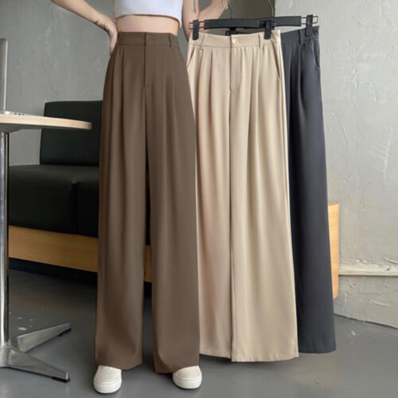 Womens Wide-Leg Palazzo Long Pants High Waist Casual Baggy Loose Flared Trousers