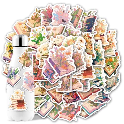 IKSII 50PCS Flowers Stickers,Cute Aesthetic Stickers for Kids,Waterproof