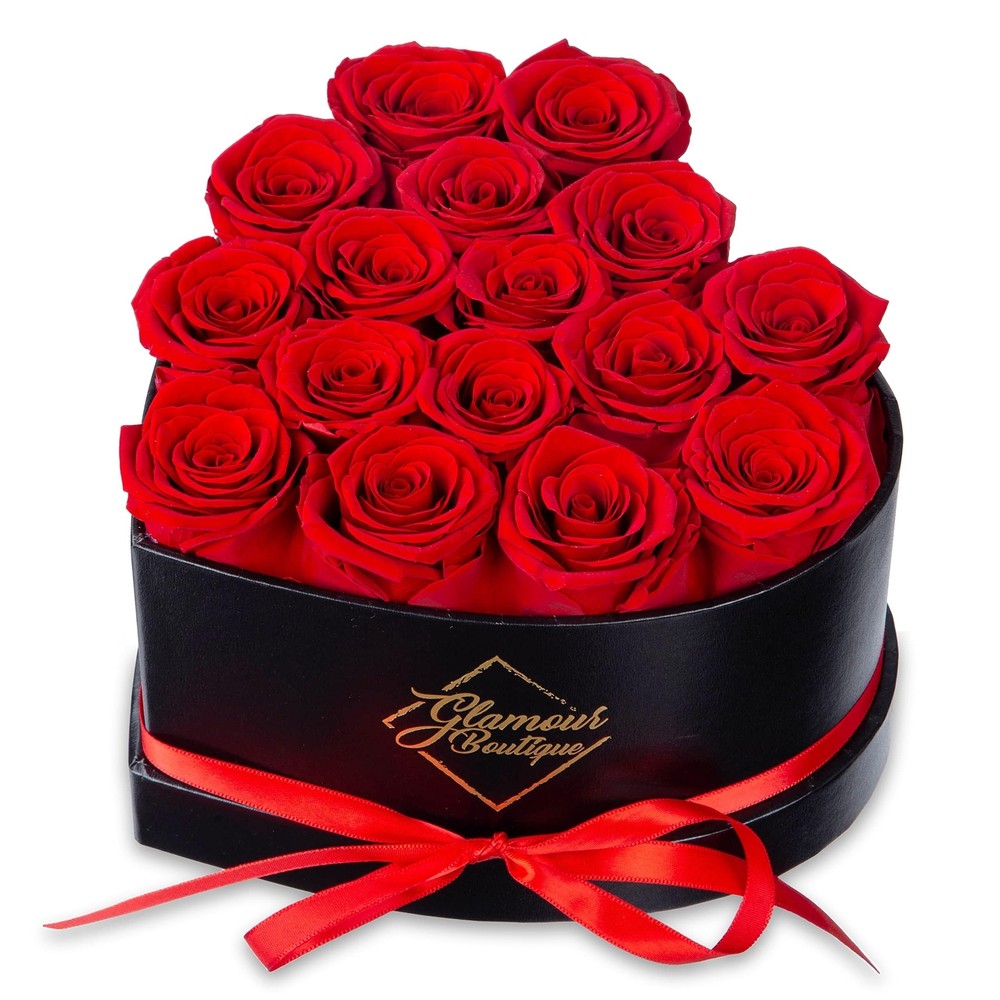 16 Flower Forever Heart Shape Box - Preserved Roses, Immortal Roses Gift for ...