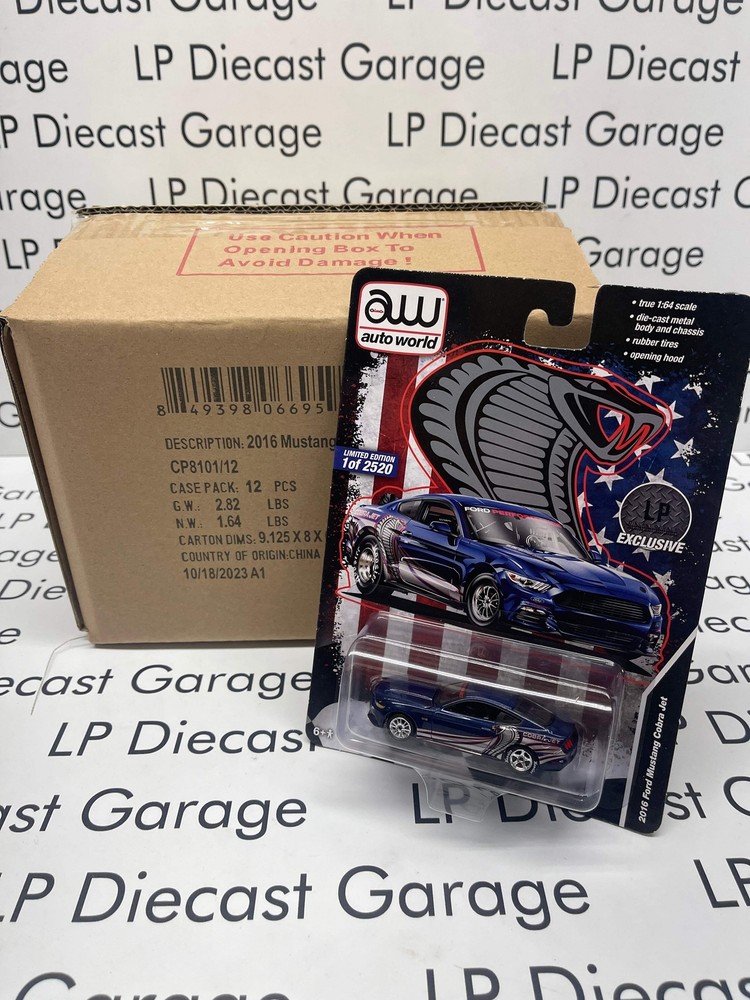 2016 Ford Mustang Cobra Jet Blue 1:64 Diecast Model Case of 12 by Auto World
