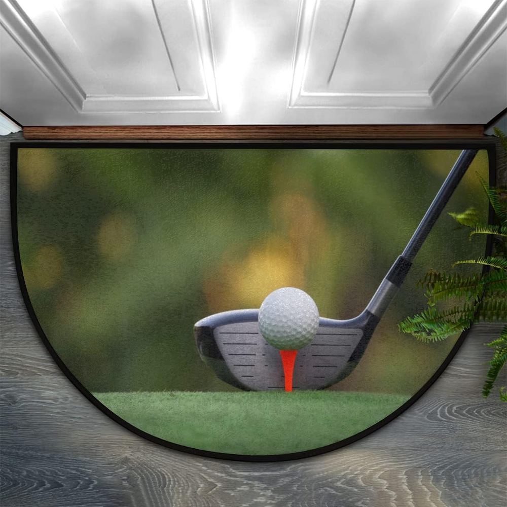 Golf Themed Half Round Welcome Door Mat for Sports Enthusiasts