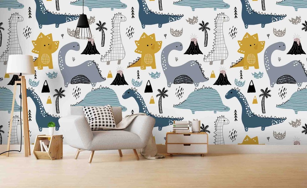 3D Dinosaur Volcano Cartoon Pattern Wall Murals Wallpaper Murals Wall Sticker