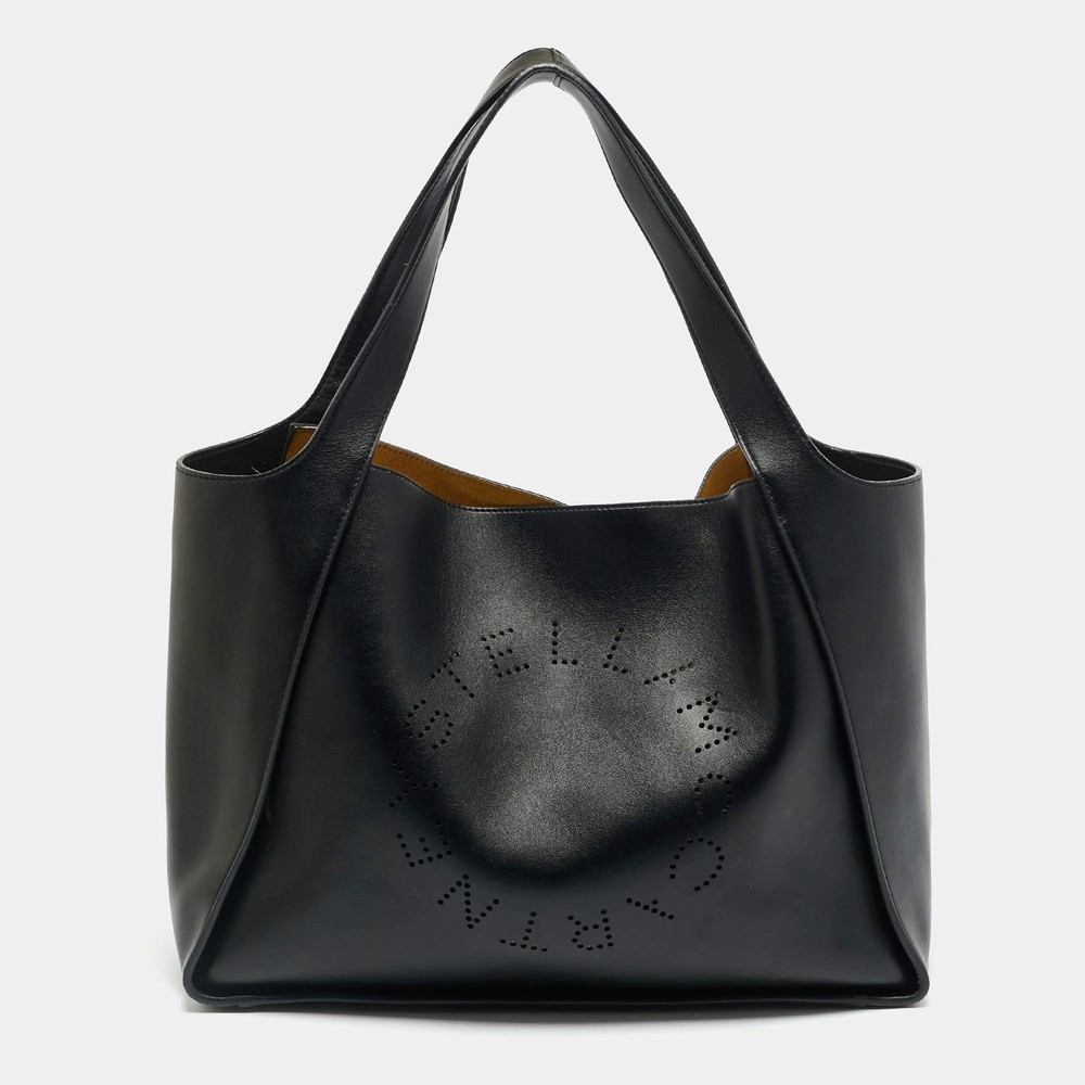 Stella McCartney The Logo Large Black Faux Leather Tote