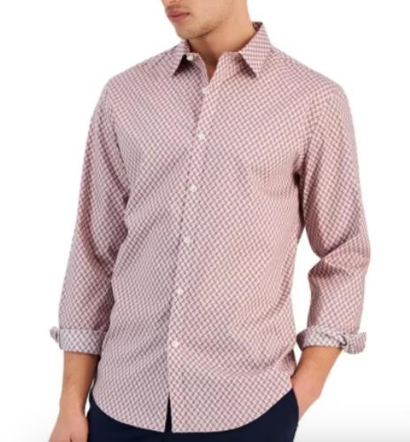 Alfani Men's Croquis Button Up Shirt XL New $60   100180540MN