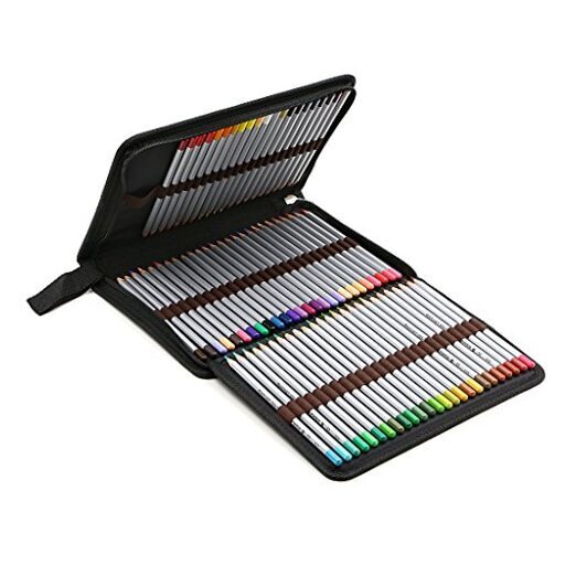 Portable Canvas Zippered Colored Pencil Case-Super Large Capacity 72 Black