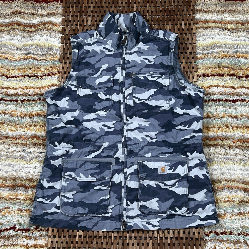Carhartt Camouflage Vest Womens Large Full Zip Outdoor Utility Fishing Hunting