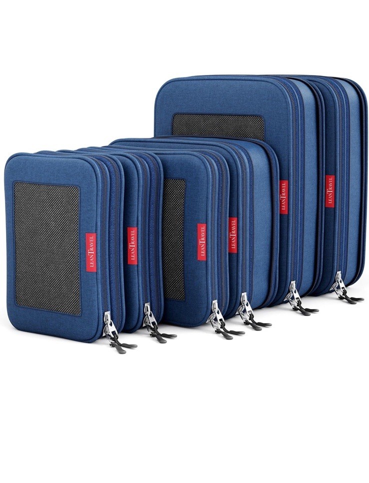 LeanTravel Premium Compression Packing Cubes for Travel - Luggage Organizers 6pc