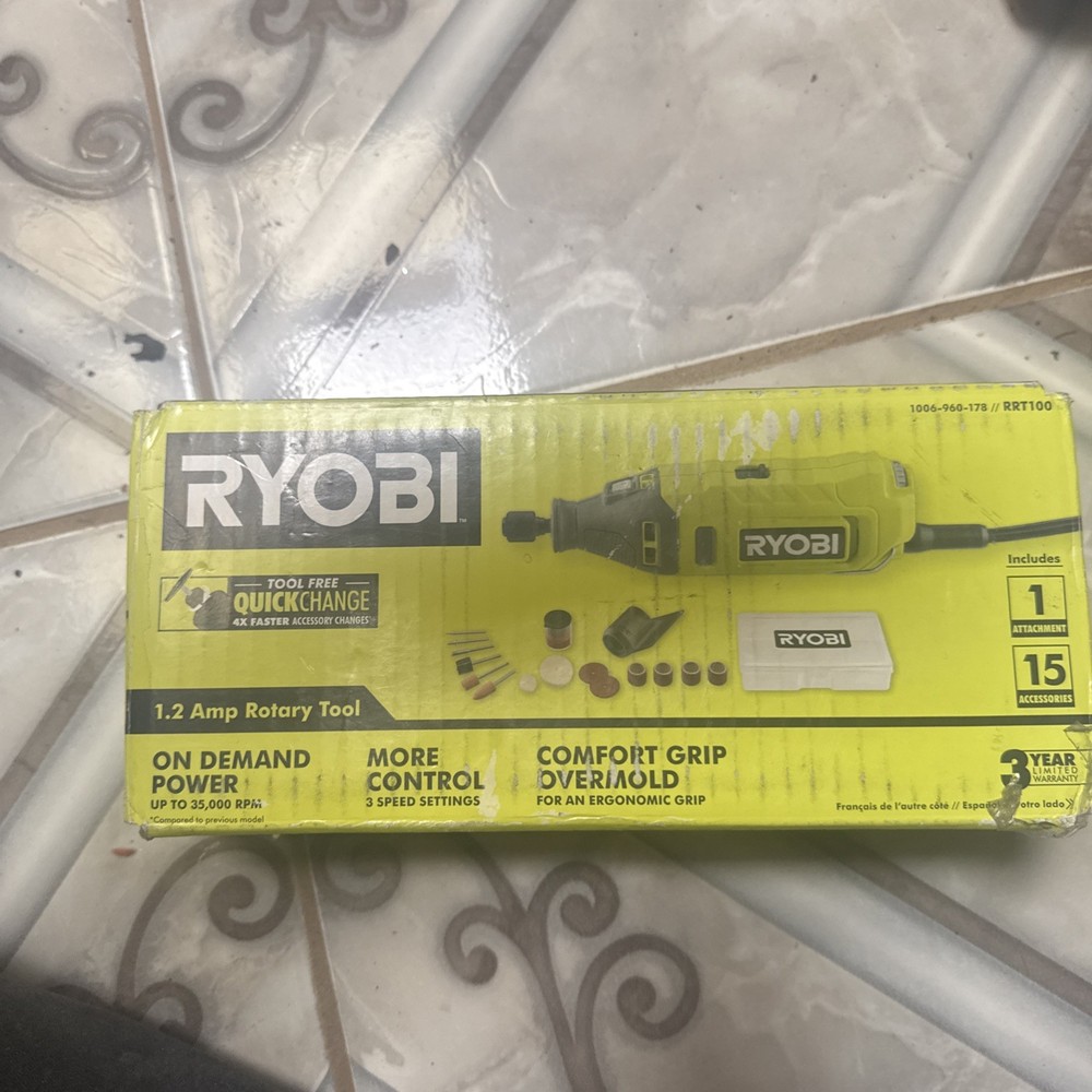 RYOBI RRT100 1.2 Amp Corded Rotary Tool Kit with Tool-Free Quick Change