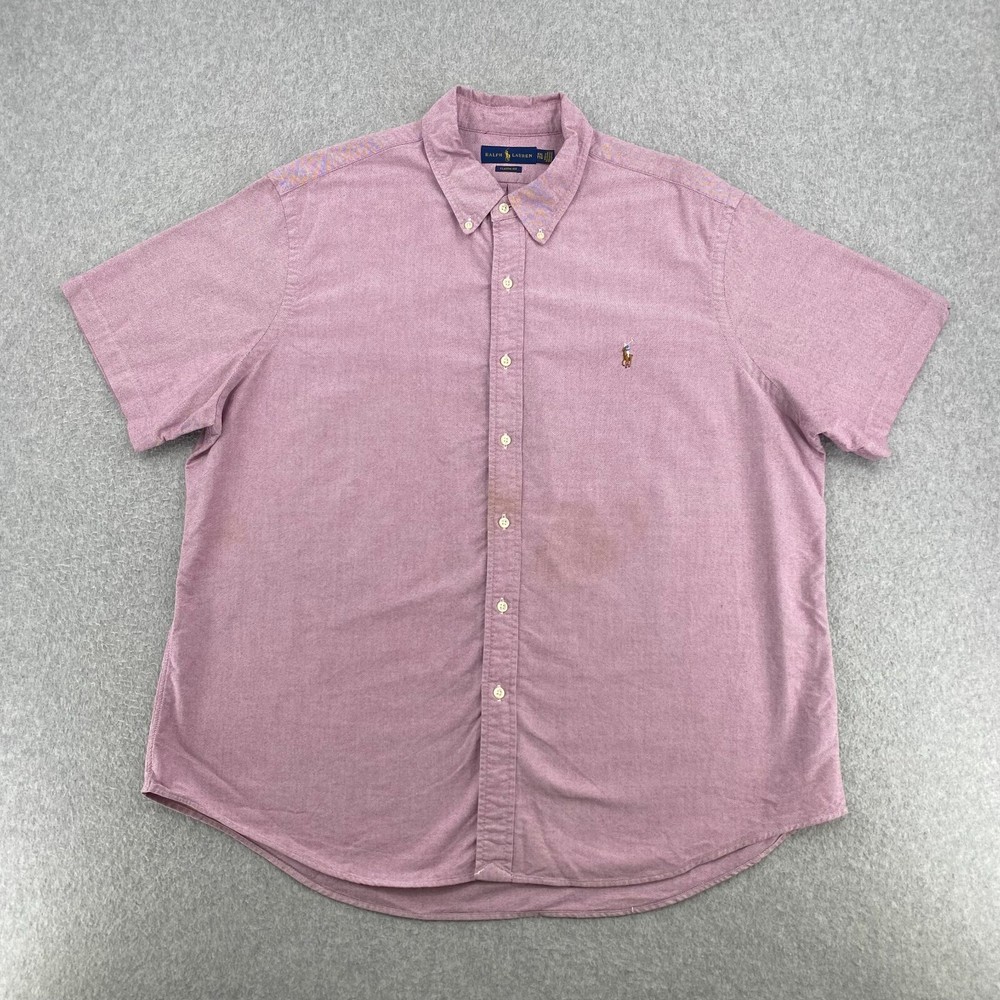 Polo Ralph Lauren Shirt Mens 2XL Red Oxford Short Sleeve Button Down Classic Fit