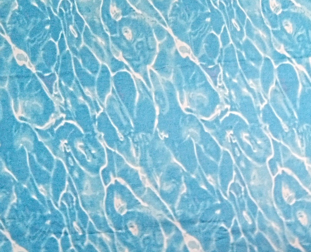 Blue & White Pool Water Print Cotton Fabric - 1 Yard, 45