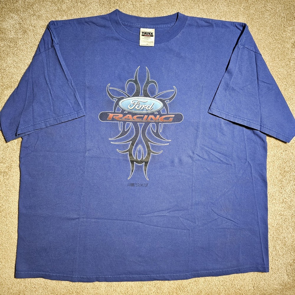 Vintage Y2k Ford Racing Tribal Logo Nascar Mens 3XL T-Shirt Redneck Country Punk