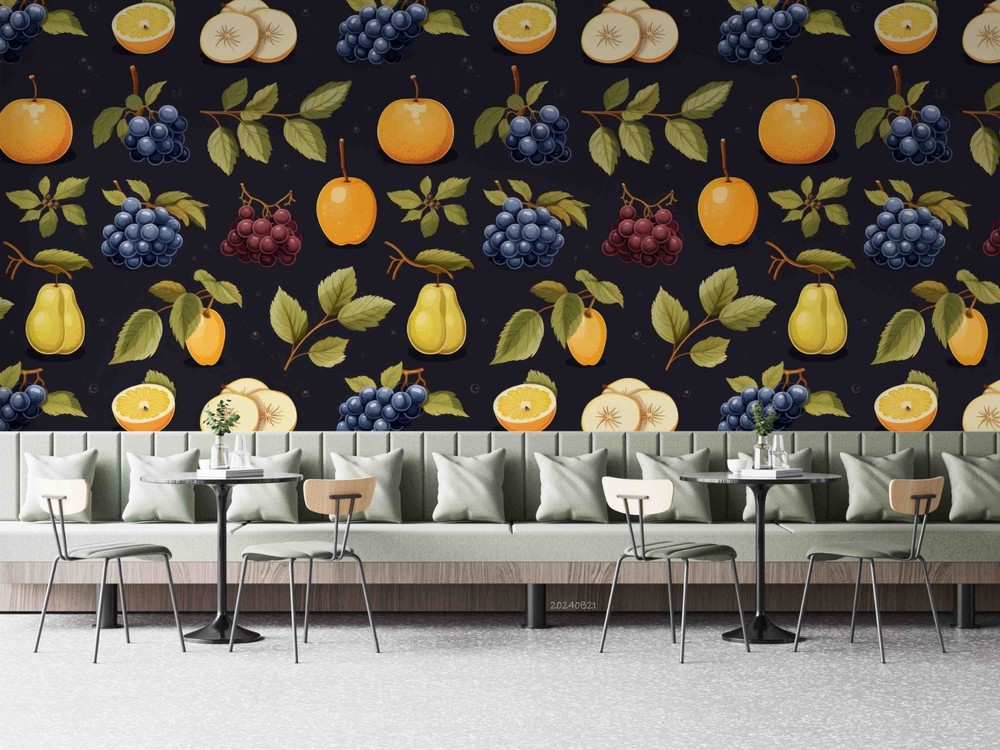 3D Fruit Leaves Watercolor Pattern Wall Murals Wallpaper Murals Wall Sticker