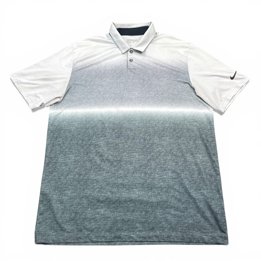 Nike Golf Tour Performance Polo Shirt Mens Size Large Gray White Dri-Fit