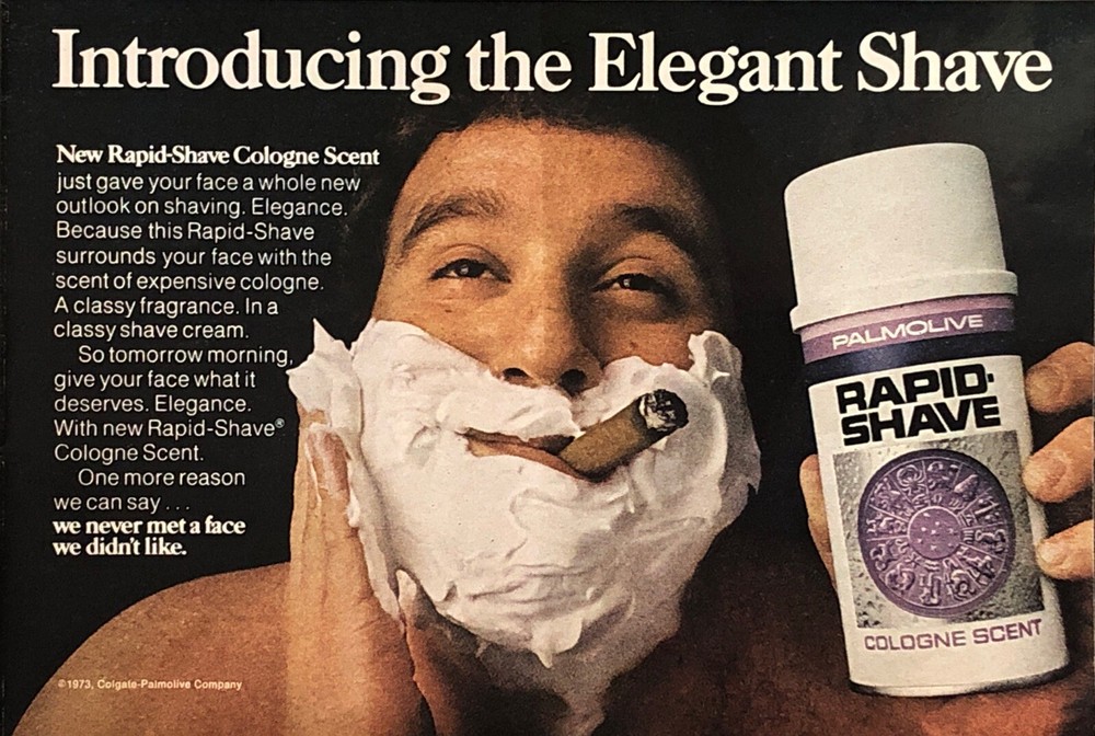 1973 Palmolive Rapid-Shave Shaving Cream PRINT AD Cologne Scent Elegant VTG 70s