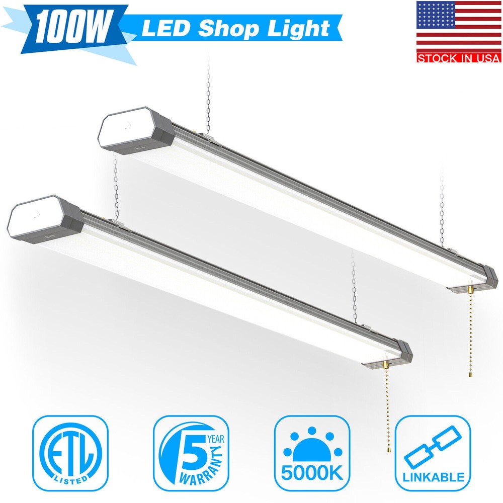 2Pack 100W LED Shop Light Linkable 5000K Garage Office Store Ceiling Light 3.6Ft