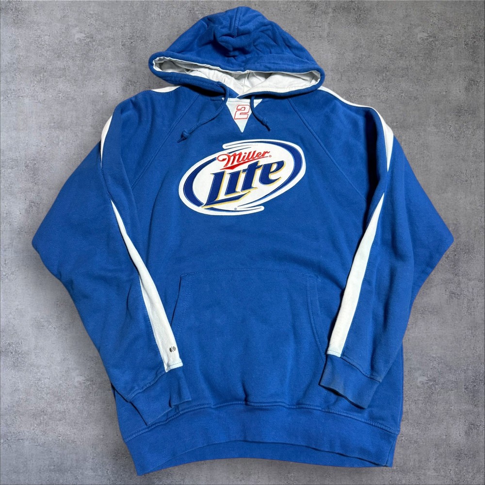 Vintage Holloway Miller NASCAR Blue Hoodie Pullover Medium Lightweight