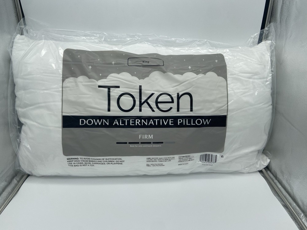 Token Bed Pillow Firm Down Alternative King Size Best for Side & Back Sleepers