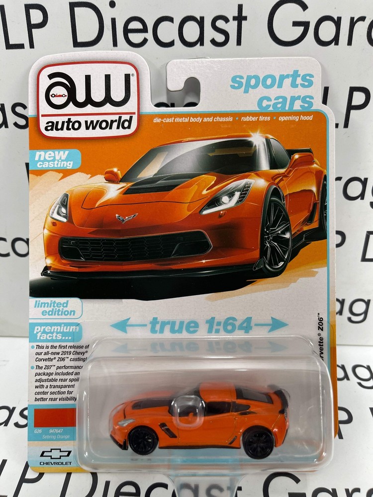 2019 Chevy Corvette Z06 Sebring Orange 1:64 Diecast Sports Car by Auto World