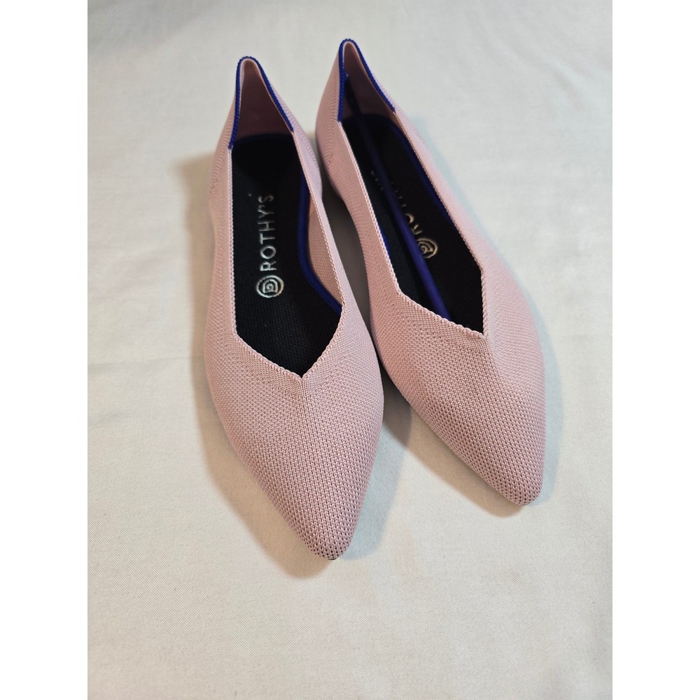 Rothys The Point Flats Petal Pink Solid Pointed Toe Shoes 002-130 Womens 9.5