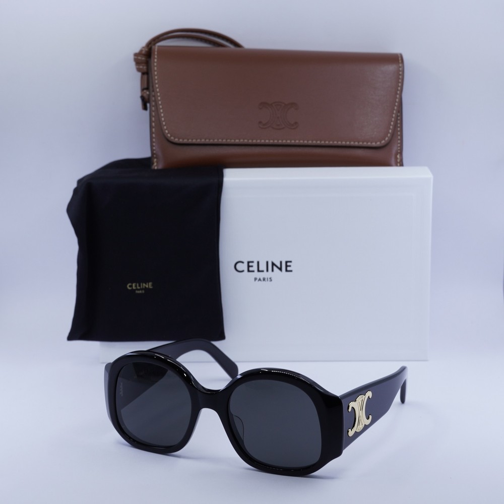 Celine CL40305U 01A Shiny Black/Grey 54-20-140 Sunglasses New Authentic