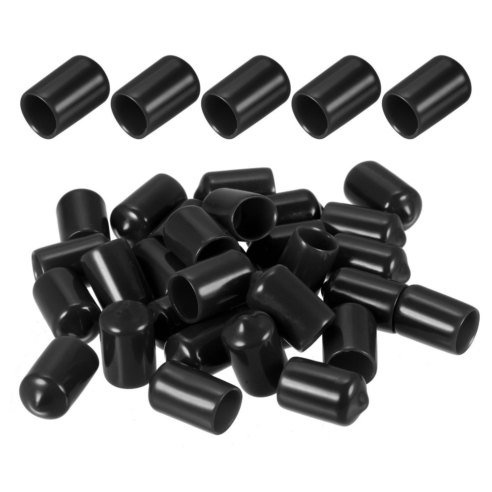 80-Pack 11mm Black Rubber Screw Thread Caps for Bolts