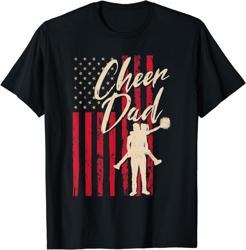 NEW Patriotic American Flag Cheer Dad Fathers Day Coach Pride Gift T-Shirt S-3XL-image