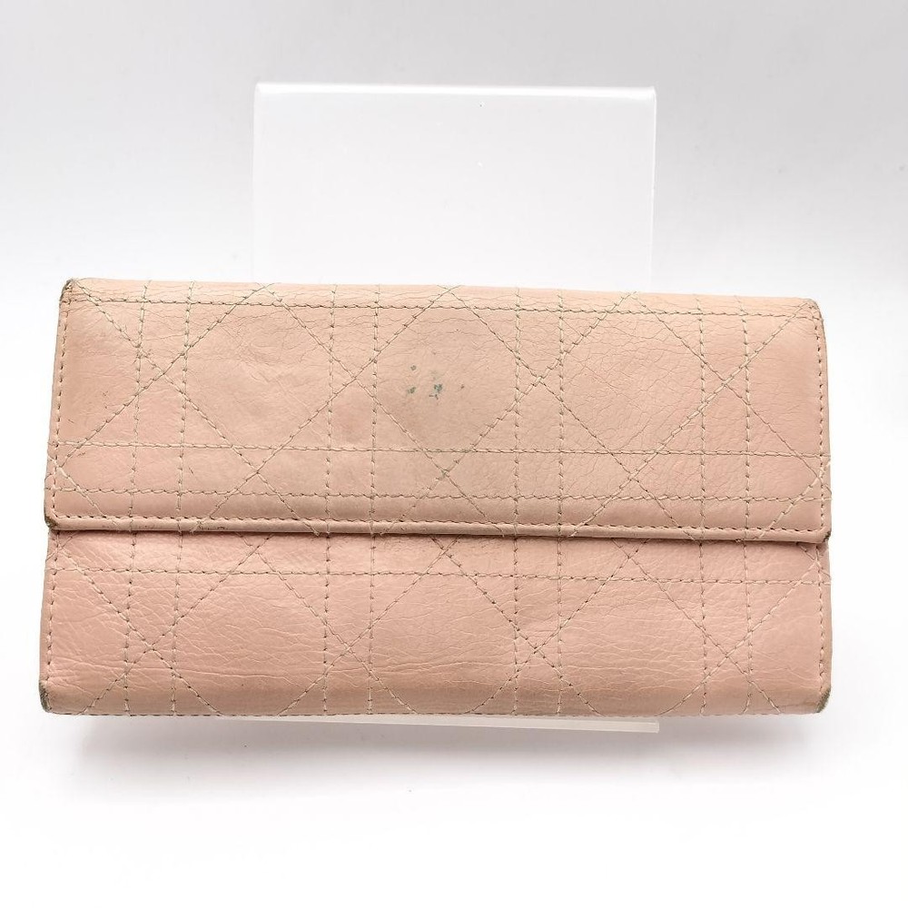 Christian Dior Canage Stitched Long Wallet in Pink