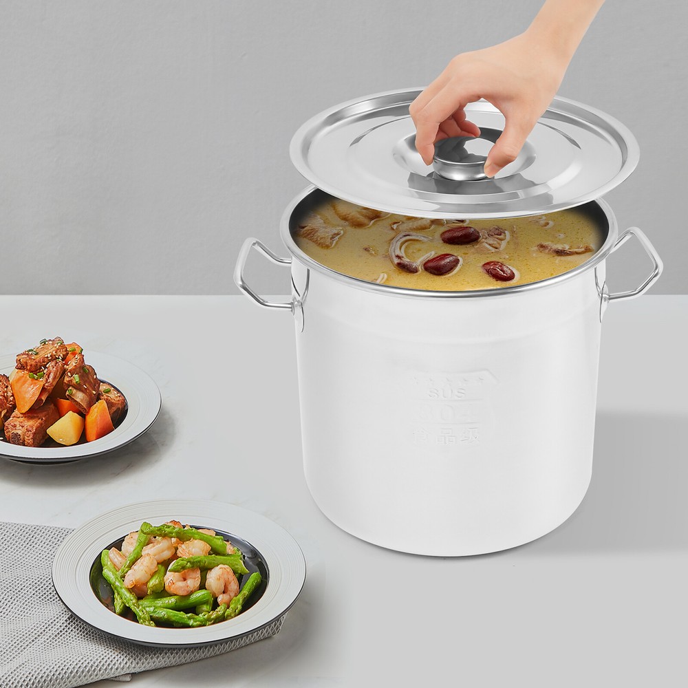 12l Deep Stock Pot Stock Large 304 Stainless Steel Cooking Soup Pot With Lid
