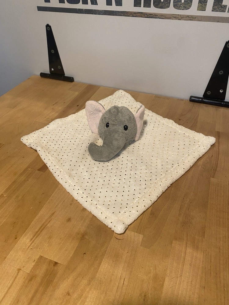 Lila & Jack NY Elephant White Gold Dots Lovey Security Cuddle Blanket Soft 12