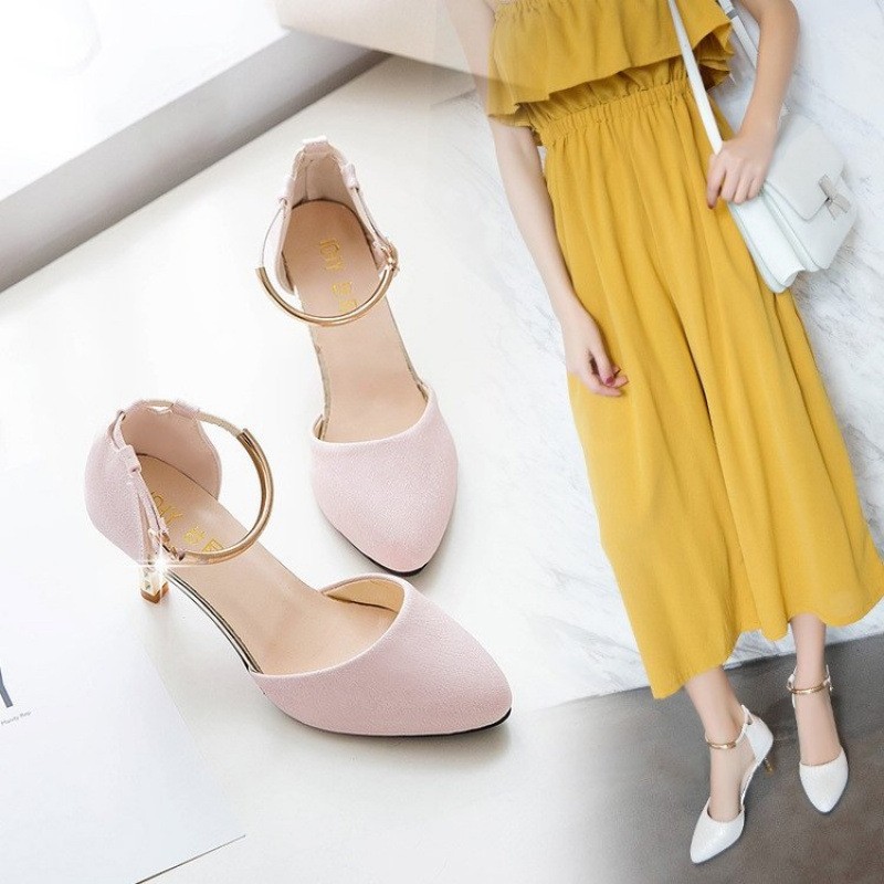 Women Pointed Toe Buckle Strap High Heel Pumps for Wedding Party & Evening Events