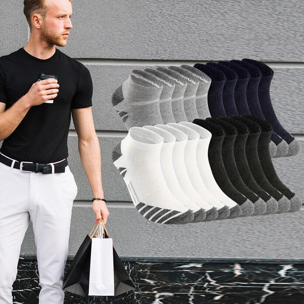 5/10 Pairs Mens Shallow Mouth Socks Low Cut Athletic Socks Casual Ankle Socks