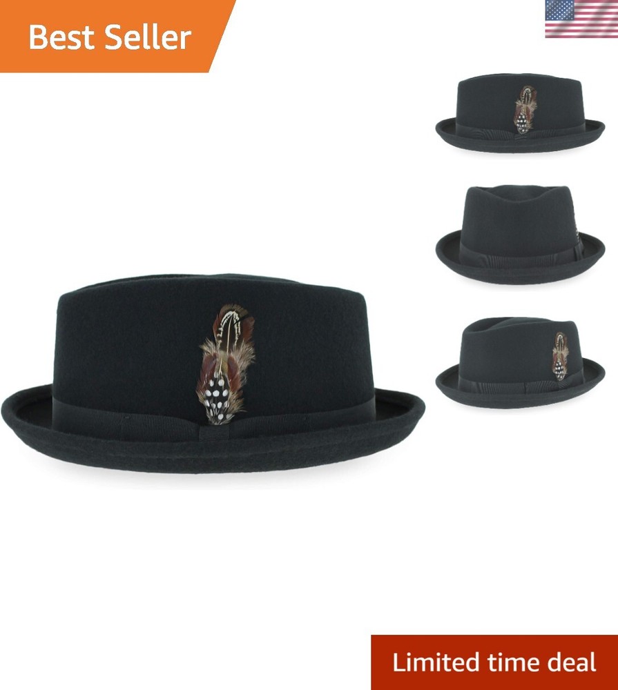 Classy Crushable Porkpie Fedora Hat - Navy, Pure Wool, Men's Vintage Style