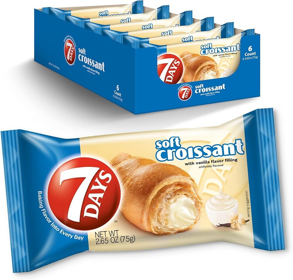 7Days Soft Croissant, Vanilla Croissant, Breakfast Pastry, Individually Wrapp...