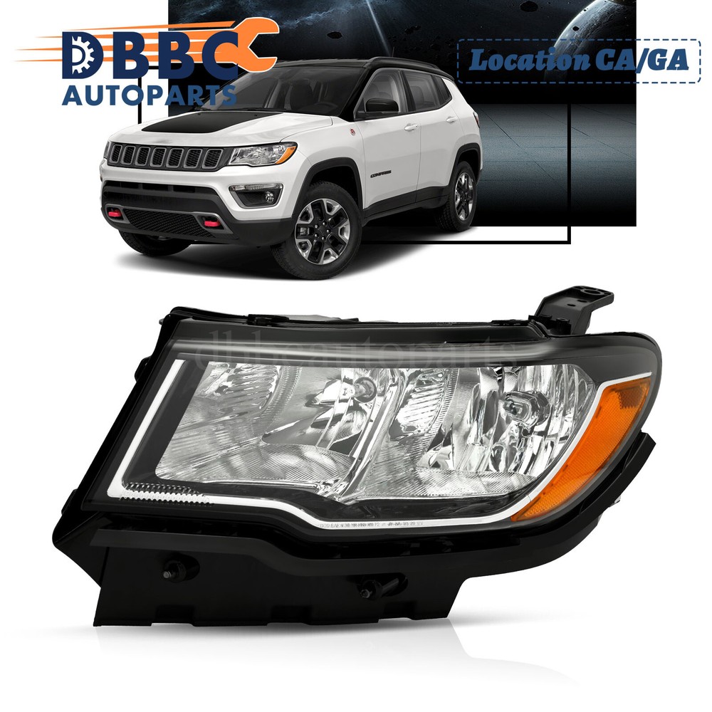 For 2017-2021 Jeep Compass Driver Side W/Bulb LH Halogen Headlamp Left Headlight