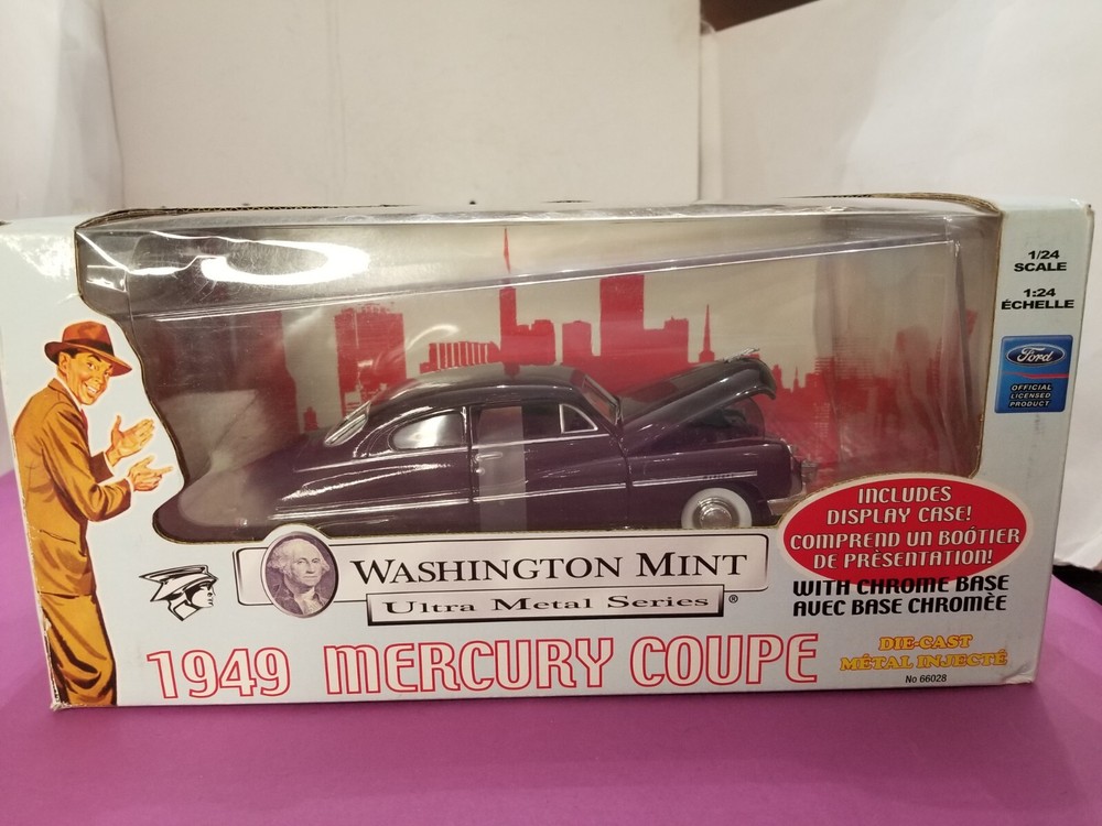 HAWK WASHINGTON MINT 1949 MERCURY COUPE 1/24 SCALE NIB WITH DISPLAY CASE