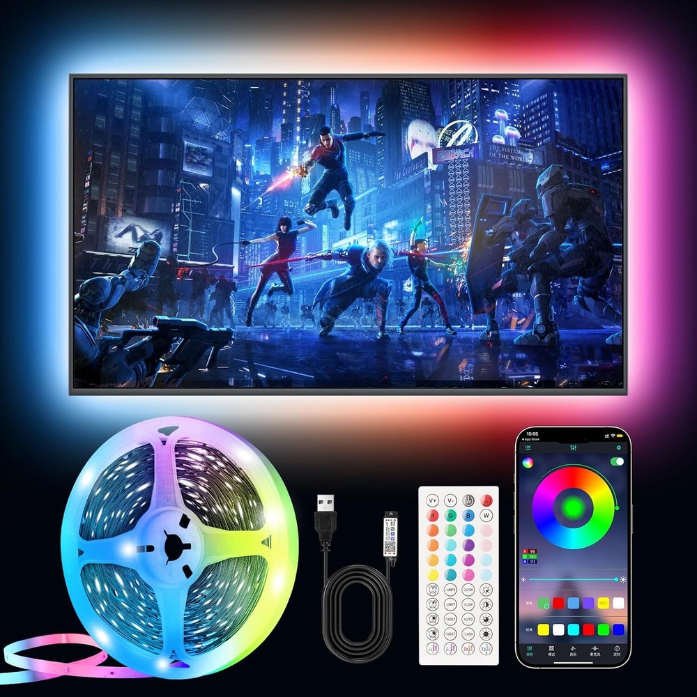 Smart RGB LED Strip Lights for 55-85 Inch TVs with Music Sync