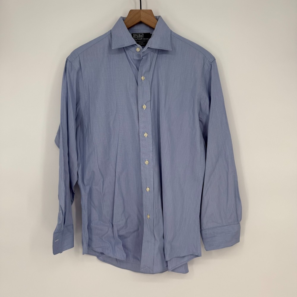 Polo Ralph Lauren Regent Custom Fit Dress Shirt Mens 16.5 Blue White Striped