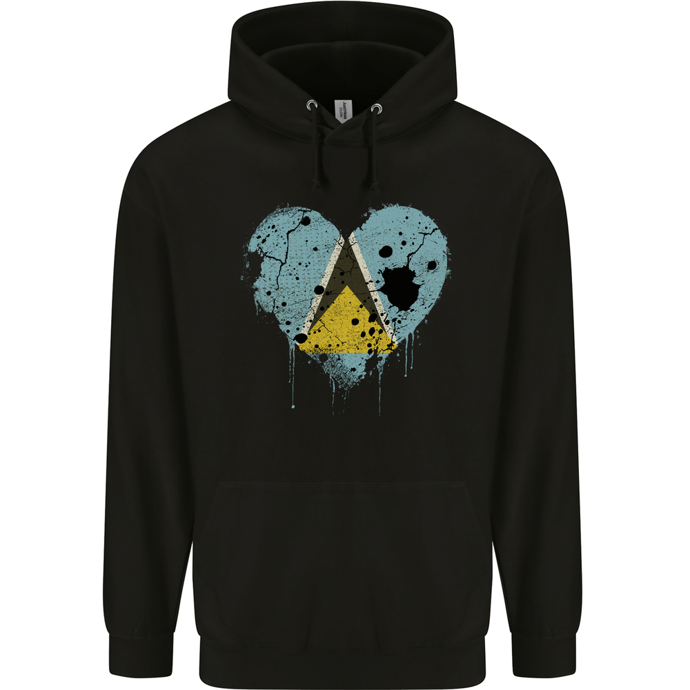 Love Saint Lucia Flag Lucian Day Football Mens 80% Cotton Hoodie