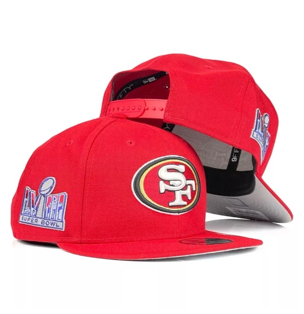 New Era 49ers Super Bowl Side Patch Snapback Hat in Red